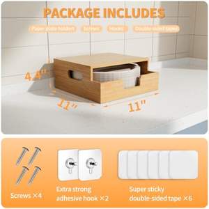 رف منظم أطباق خيزران عالي الجودة لأطباق 8-10 بوصة تحت أرفف الخزانة موزع للمنزل - Product Image 4