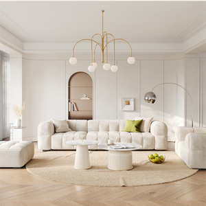 Juego de sofá Seccional de muebles de sala de estar de tela de tecnología de diseño minimalista de tipo Nórdico - Product Image 1