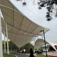 Cubierta de Membrana Tensada para Escenarios al Aire Libre, Estructura de Acero con Arco de Gran Envergadura, Recubrimiento PVDF/PTFE Ecológico