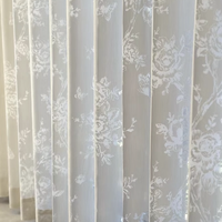 Voilage de luxe vintage à motif floral et papillon, imprimé botanique élégant, filtrant la lumière, pour décoration intérieure, sur mesure