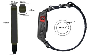 Correa de Reloj de Nailon con Velcro de Liberación Rápida de 20, 22 y 26 mm para <span class=keywords><strong>Garmin</strong></span> Fenix 8, 7X, 6, 5, Correa Resistente y Transpirable con Gancho y Bucle para Senderismo al Aire Libre - Product Image 6