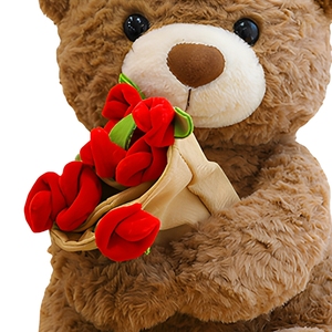 Regalo di San Valentino, <span class=keywords><strong>Orsacchiotto</strong></span> con Rosa 30cm, Taglia Media, Vendita all'Ingrosso, Campione Gratuito - Product Image 2