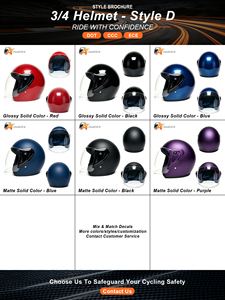 Casque de moto demi-face en ABS, visière transparente, casque modulaire léger, casque moto vintage - Product Image 5