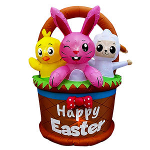 Decoraciones Inflables de Pascua para Interiores y Exteriores, Conejo, Pollito y Oveja en Cesta de 6 Pies, para Decoración de Hogar, Hotel, Jardín y Fiestas - Product Image 1