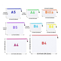 Sac de rangement à fermeture éclair en maille PVC transparente imperméable pour documents, idéal pour le bureau, l'école et les voyages, disponible en formats A3, A4, A5, A6, B4, B5 - Vente en gros