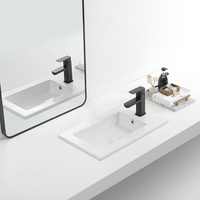 Vente en gros usine : Meuble de salle de bain rectangulaire en céramique avec vasque intégrée