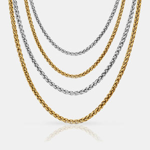 Fabricantes al por mayor Chapado en oro de acero inoxidable Cadena DE TRIGO Joyería 3mm 5mm Collar de cadena trenzada gruesa - Product Image 1