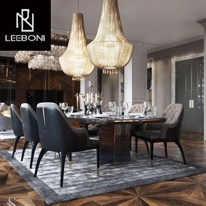 Design di lusso personalizzato in fabbrica con tavolo da pranzo a 8 posti in acciaio inossidabile set di <span class=keywords><strong>mobili</strong></span> per sala da pranzo - Product Image 5