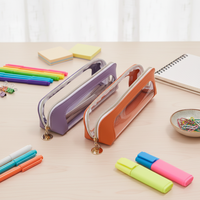 Trousse à crayons transparente en PVC avec fermeture éclair, grande capacité, règle, gomme, trousse à crayons simple et tendance, fournitures scolaires
