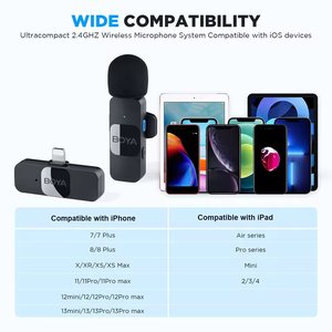 BOYA-Micrófono Lavalier inalámbrico de solapa para iPhone, dispositivo de grabación de vídeo tipo C, mini micrófono de solapa, Vlog, V1, 2, 2, 2, 2, 2, 2, 3, 1, 2 - Product Image 2