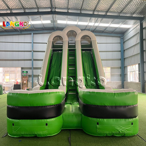 Château gonflable aquatique pour enfants, toboggan aquatique commercial gonflable à double piste avec piscine - Product Image 1