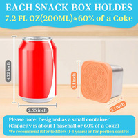 Boîtes à collation en acier inoxydable pour enfants, 7,2 oz, faciles à ouvrir, étanches, réutilisables, avec couvercles, boîtes à lunch