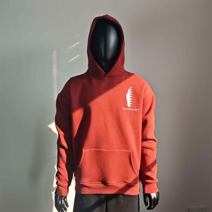 Felpe Streetwear da Uomo con Logo Personalizzato Ricamato, Unisex <span class=keywords><strong>Oversize</strong></span> 100% Cotone French Terry 330G 450 Gsm, Felpe Rosse all'Ingrosso - Product Image 1