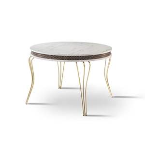 Juego de Comedor Redondo Moderno Rosse, Estructura de Hierro y Metal, Tablero de Madera, 6 Plazas, Diseño Estable, Turquía, para Hogar, Hotel, Apartamento - Product Image 6