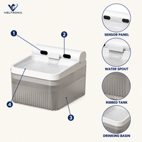 Distributeur d'eau intelligent à induction pour animaux de compagnie, fontaine à boire pour chat et chien activée par capteur avec pompe filtrante, abricot et blanc gris