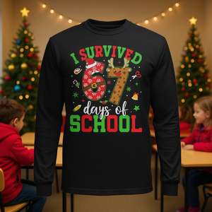 J'ai survécu à 67 jours d'école - T-shirt à manches longues pour Noël - Product Image 3