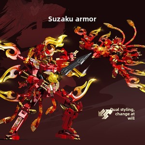 Tendance nationale Mech Tigre blanc <span class=keywords><strong>Dragon</strong></span> bleu Armure sacrée Phoenix Dominant Xuanwu Assemblage magique Modèle Blocs de construction - Product Image 4