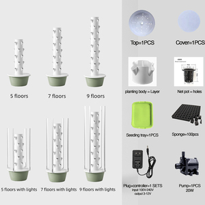 Torre de Cultivo Vertical Aeropónica e Hidropónica de <span class=keywords><strong>5</strong></span>/7/9/11/12/13 <span class=keywords><strong>Niveles</strong></span> con Luz LED para Cultivo de Vegetales en el Hogar - Product Image 4