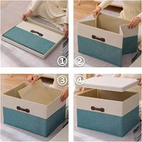 Boîte de rangement rectangulaire pliable avec couvercle, empilable, pour vêtements et jouets, pour la maison, la garde-robe, la chambre, le placard - Grande capacité, durable