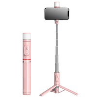 TOKQI Q12s Perche à selfie sans fil pliable, mini trépied rotatif invisible et flexible, avec lumière d'appoint LED pour vidéo/vlog, compatible Android
