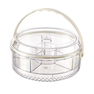 Five-compartment Plastic Fruit Preservation Tray with Handle Airtight Moisture-Proof <b>Portable</b> Snack Box Lid Home Use - Product Image 6