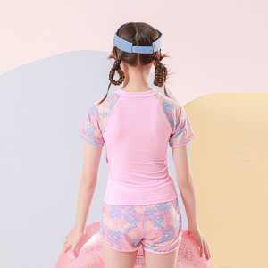 Traje de baño para niñas de una pieza, color rosa, azul lago, UPF 30, de secado rápido, para edades de 3 a 11 años - Product Image 2