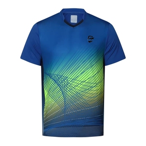 Maillot de badminton imprimé dégradé, haut de badminton respirant, équipement sportif, entraînement de tournoi, badminton quotidien, logo personnalisable - Product Image 1