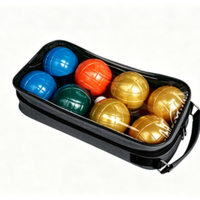 Ensemble de 8 boules de pétanque en plastique multicolores de 90 mm avec sac et mesureur en plastique avec cordon pour jeu de pelote en plein air