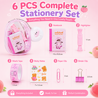 Kit de Papelería Adorable al por Mayor con Mini Cuaderno, Notas Adhesivas, Resaltador, Cinta Washi, Set de Regalo Portátil OEM ODM
