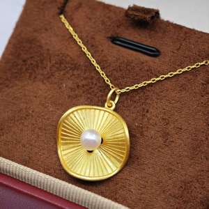 Collar con Colgante Minimalista de Plata 925 Chapado en Oro UM Jewelry, Perla Natural de Agua Dulce, Unisex, Regalo de Compromiso o Boda, Venta al Por Mayor - Product Image 4