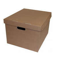 Impresión de logotipos Caja de archivo de cartón corrugado para banquero Almacenamiento de papel Caja marrón para documentos en movimiento con tapa y asas