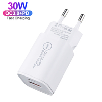 Chargeur rapide mini PD 30W avec prise US EU, chargeur USB Type C QC3.0, deux ports, adaptateur de voyage portable pour téléphone portable, certifié CE FCC