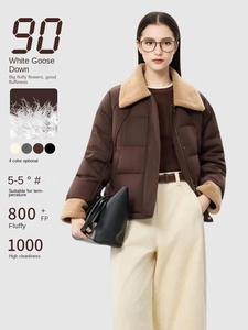 2025 Winter New Blazer Lapel Fur Collar <strong>Short</strong> <strong>White</strong> Goose Down Women's Loose Commuter Small Warm <strong>Jacket</strong> - Product Image 1