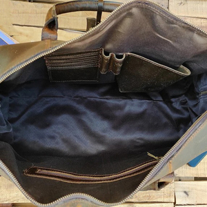 Bolsa de lona de cuero de vaca auténtica loca para hombres y mujeres, bolsa de equipaje de viaje de negocios, compartimento para ordenador portátil, bolsa de fin de semana para la noche - Product Image 4