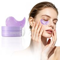 Patchs oculaires personnalisés anti-poches et cernes à l'acide hyaluronique, masque oculaire en cristal de collagène à grille violette