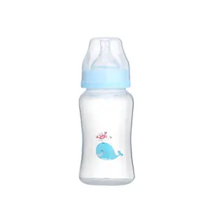 OEM service factory food grade material PP 300ml 10oz wide-neck feeding bottle plastic baby bottle with silicone nipple