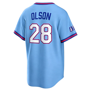 26 Nuevas Camisetas de Béisbol Americanas Cosidas en Azul Polvo, 13 Ronald Acuña Jr., 1 Ozzie Albies, 28 Matt Olson, 27 Riley, 23 <span class=keywords><strong>Harris</strong></span> II - Product Image 4