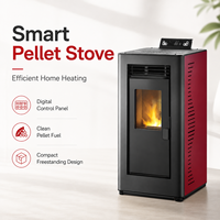 Poêle à granulés de bois en acier, chauffage autonome d'intérieur avec thermostat programmable pour usage domestique