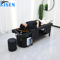 Tempat tidur spa sampo Kisen, sistem multifungsi, bak mandi kaki, sirkulasi hidro, terapi cahaya LED, meja pijat uap untuk dijual