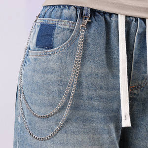 Chaîne de taille unisexe en jean Yueli, en alliage de zinc, double anneau, style hip-hop, pour usage quotidien, chaîne de corps tendance - Product Image 1