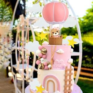 Décoration de gâteau en forme de montgolfière, décoration de gâteau en forme d'ours, ours en peluche, décoration de gâteau pour baby shower, décoration de gâteau d'anniversaire pour baby shower - Product Image 4