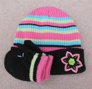 Brodé sans doigts bébé <span class=keywords><strong>tricot</strong></span> chapeau gants <span class=keywords><strong>Kit</strong></span> automne hiver acrylique bébé Jacquard <span class=keywords><strong>tricot</strong></span>é chapeau gants ensemble - Product Image 4