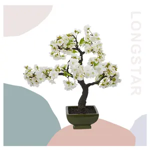Flor blanca ligeramente teñida, maceta elegante, árbol Artificial para jardín, decoración para interiores y exteriores, árbol vegetal, superventas
