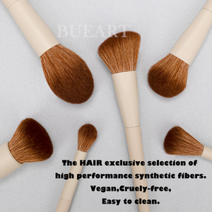 DailyQueen Morph 15 Pcs Nano Hair Nylon Khaki Handle Blush Blush  Makeup Brushes Opulent Feel  Soft Bristles Private Label - Product Image 4