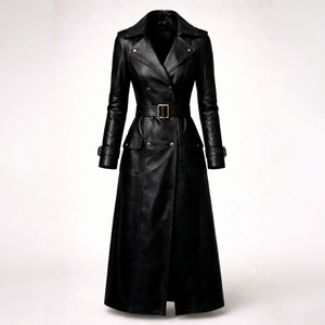 Women's Customized Color Genuine Sheep Skin Long Formal <b>Trench</b> Coat Turn-down Collar Full Sleeve <b>Waterproof</b> Windproof Polyester - Product Image 1