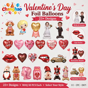 Globos de Aluminio con Temática de San Valentín al por Mayor, Globos de Aluminio para el Día de San Valentín, Diseño de Labios de Novios y Botella de Vino para Propuesta de Matrimonio - Product Image 2