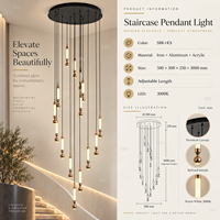 Luminaire suspendu moderne pour escalier, hall d'hôtel, atrium, villa résidentielle, projets commerciaux, design élégant