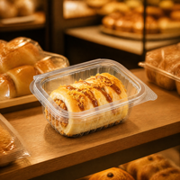 Boîte de boulangerie jetable transparente en PET pour viande, pain, croissant, gâteau roulé, choux à la crème, vente au détail, épicerie, traiteur, supermarché, vente en gros, OEM