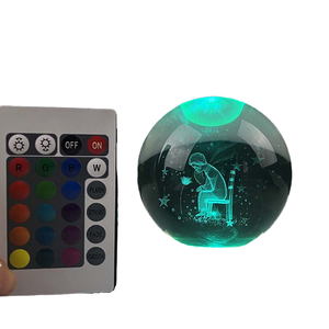 Boule de cristal laser ours cerf Voie lactée Saturne avec base lumineuse LED en bois, télécommande, thème sportif, 16 couleurs, 4 modes d'éclairage, MH-Q0263 - Product Image 4