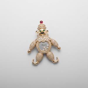 Pendentif dessin animé inversé unique en argent 925 avec diamant de laboratoire CVD 6-7 carats et diamant mobile, serti dans du verre, par le fabricant - Product Image 1